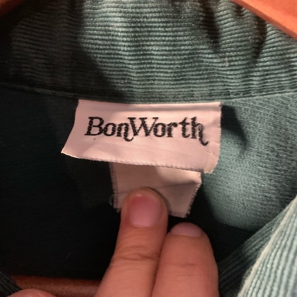 Bonworth forest green corduroy long sleeve button-up with cardinal patches - Picture 3 of 6